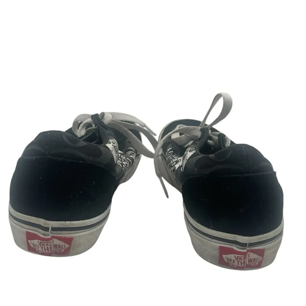 Boys Black Skeleton Low Top Vans Size 3